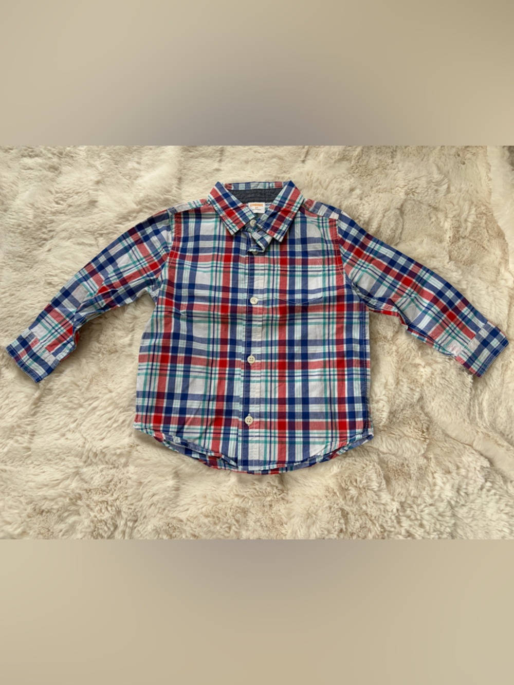 Gymboree Red, Blue & White Plaid Button-Down Shirt